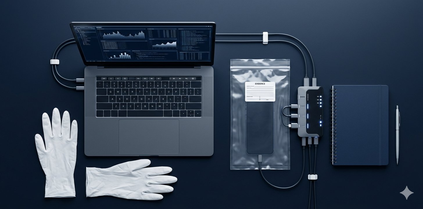 Illustration of digital forensic equipment